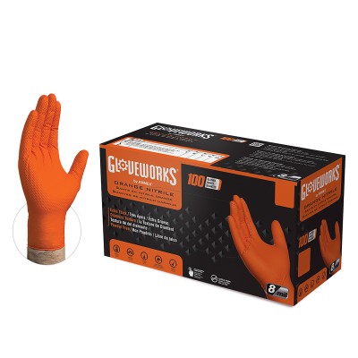 Gloveworks® HD Orange Nitrile Industrial Latex Free Disposable Gloves (Case of 1000)